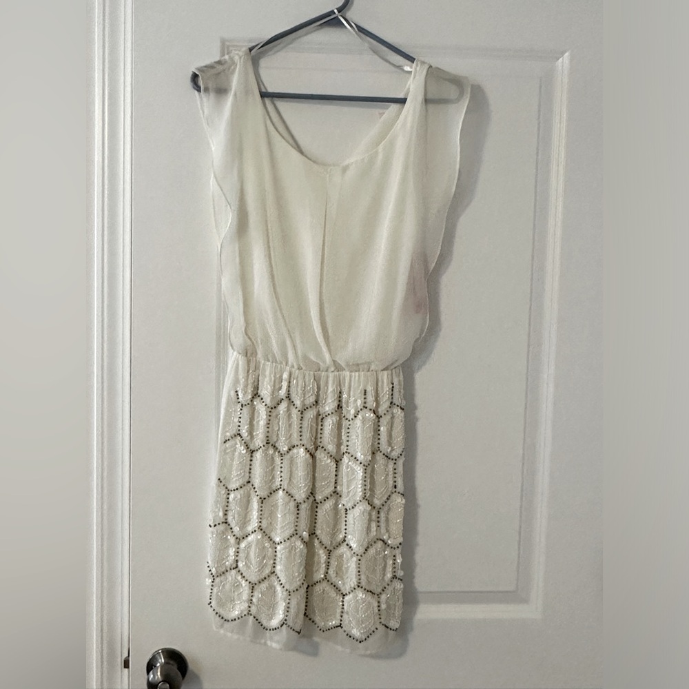 White short dress, beads, NWT size S